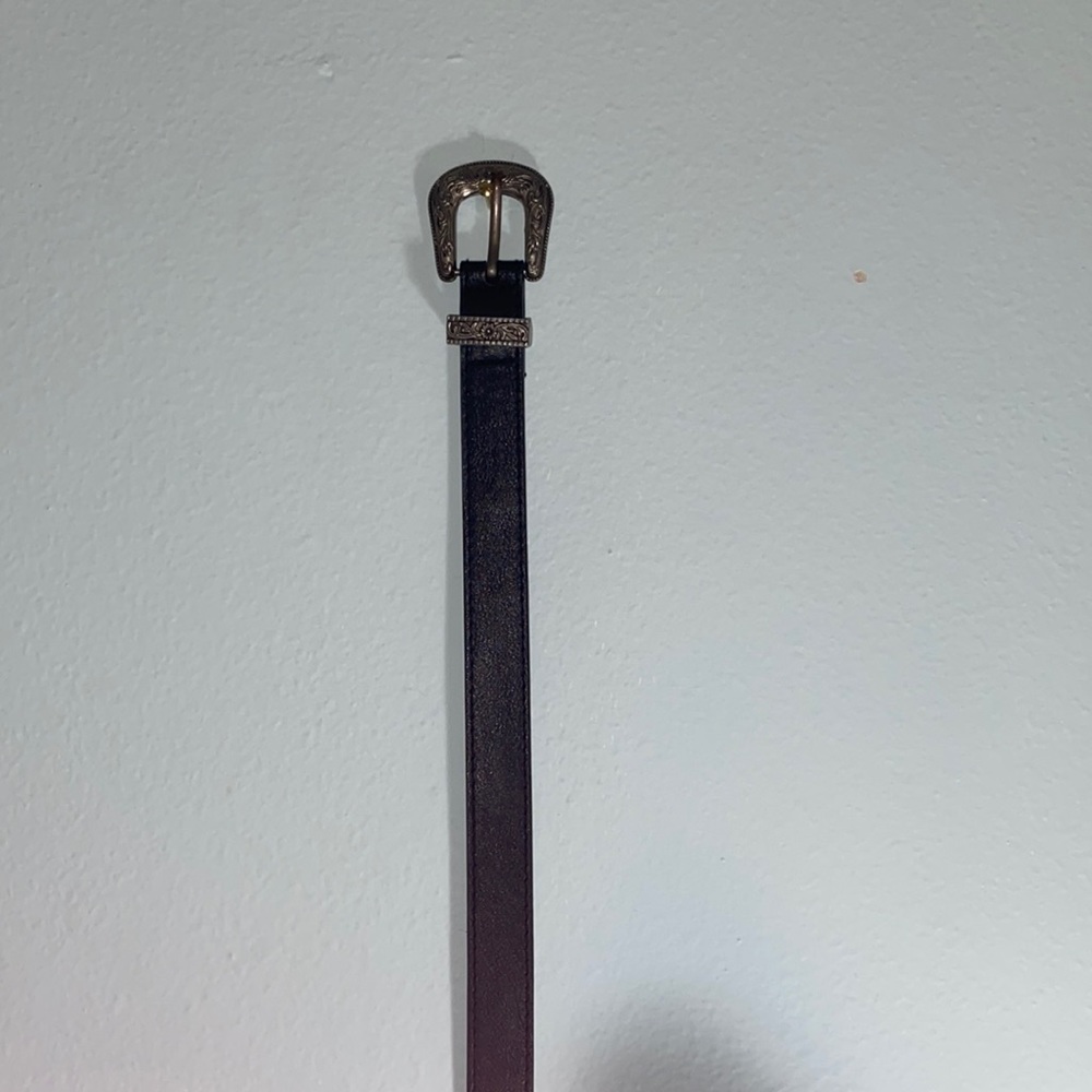 Black Belt with Western Silver Buckle